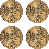 Set of Four Golden Palm Tapestry Occasion Coasters - Style VLT1