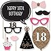 Chic 18th Birthday - Pink, Black and Gold - Birthday Party Photo Booth Props Kit - 20 Count