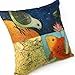 Bird & Fish in the Two World Forever Throw Pillow Case Sham Decor Cushion Covers Square 18*18 Inch Beige Cotton Blend Linen