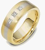 Platinum and 18 Karat Gold Comfort Fit 3 Diamond Wedding Band Ring