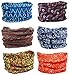 SmilerSmile 6pcs Assorted Seamless Outdoor Sport Bandanna Headwrap Scarf Wrap, 12 in 1 High Elastic Magic Headband & Collars Muffler Scarf Face Mask with UV Resistance, (Mix&Match G)