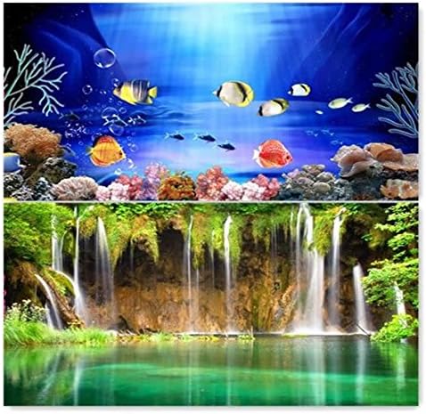 9081 20" x 48" Double Sided Fish Tank Aquarium Background Color Fish / Waterfal
