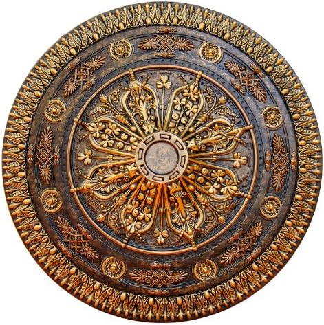 Fine Art Deco "Arabic Caprice" Hand Painted Ceiling Medallion 37-1/2 In. Finished in Bronze and Gold