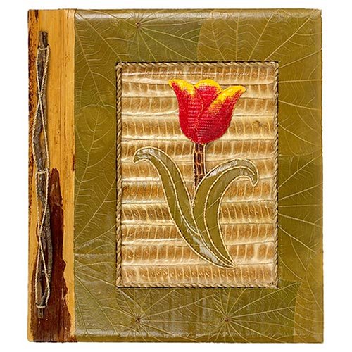 All Natural 80 Photo Handmade Photo Album - Red Tulip Design