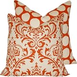 Orange Creamsicle Collection - 20" Square Throw Pillow Covers - Damask and Polka Dots - Orange and Cream Hues - 1 Pillow Cover