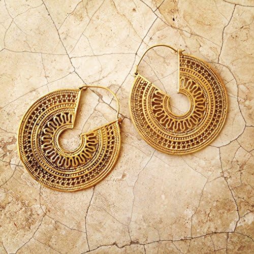 Brass Earrings, Boho Earrings, Tribal Earrings, Hoop Earrings, Gold Earrings, Gipsy Earrings, Tribal Belly Dance Jewellery.