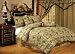 7 Pieces Light Brown with Green Jacquard Palm Tree Comforter Set Bed-in-a-bag Set Queen Size Bedding