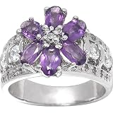 1.2ct Genuine Natural Amethyst Gemstone and Diamond 10k White Gold Ring(Limited Edition)