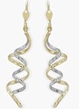 10 Karat Two-Tone Gold Swirl & Diamond Cut Earrings