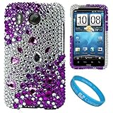 Purple and Silver Rhinestone Diamante Protective Crystal Hard Case for HTC  ....