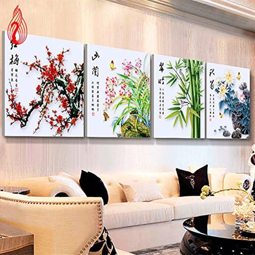 YGSL-3 DIY 5D Diamond Mosaic Plum Orchid Bamboo Chrysanthemum flowers Diamond Painting Cross Stitch diamond embroidery Home Decoration zhuanshihua Made in China