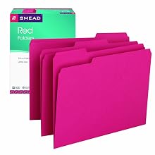 Smead 1/3-Cut File Folders, Letter Size, Red, 100 Per Box (12743)