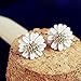 HuntGold 1 Pair Women Ladies Alloy Big Daisy Flower Plated Earring Ear Stud(White)