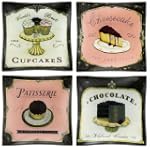 Prima Donna Designs Pastry Square Plates Set of 4, 6-Inch