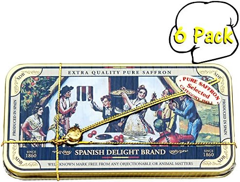 Pure Grade 1 Mancha Saffron Threads in an Attractive Tin Box-5gm-0.18oz., 6 Per Case