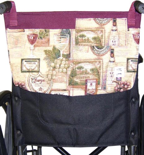 Handi Pockets 3c5wn Storage Accessory Wheelchair, Tapestry, Wine with Flap