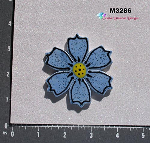 Ceramic Handmade Blue with Sparkles Flower Tile - Kiln Fired Mosaic M3286