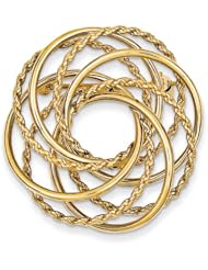 14k Yellow Gold Hollow Swirled Designer Pin. Metal Wt- 4.8g