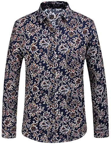 SSLR Men's Paisley Printed Long Sleeve Shirt
