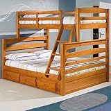 Honey Twin Full Ranch Bunk w/ 3 Drawers: Desk Hutch & Chair, TV Stand