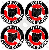 OHIO SCUBA DIVING Flag-Map Shape USA, America 50mm (2