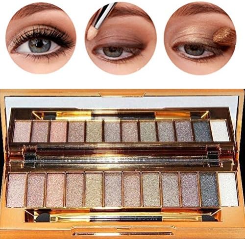 Women 12 Colors Diamond Makeup Glitter Eyeshadow Palette Naked Smoky Professional Cosmetic With Brush Eye Shadow Maquillage (Color 5)