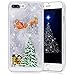 iPhone 7 Plus Case 5.5 inch, CinoCase 3D Creative Liquid Case Quicksand Moving Stars Bling Glitter Snowflake Christmas Tree Santa Claus Pattern Hard PC and Soft Edge Case for iPhone 7 Plus Silver