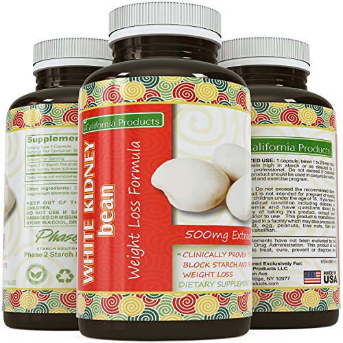 White Kidney Bean Extract - #1 Premium Formula for Weight Loss & Appetite Suppression - Highest Grade, Best Premium Quality - Carb Blocker - Guaranteed By California Products