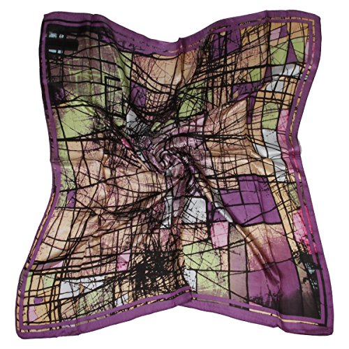 ETSYG® 32'' Silk Scarf Women's Purple Abstract Pattern Large Square Satin Headscarf Headdress