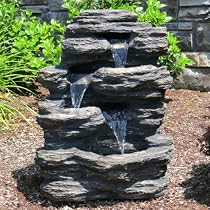 Big Sale 24" Rock Waterfall Garden Fountain w/ LED Lights: Perfect Garden Water Feature, Patio Fountain, Outdoor Fountain. Features Elegant Waterfall Flow