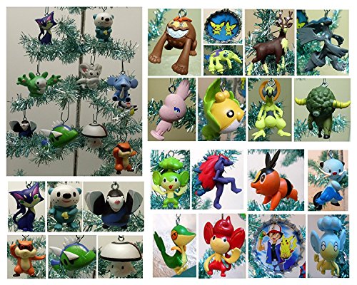 Pokemon RANDOM 10 Piece MINI Holiday Christmas Ornament Set with 10 Randomly Selected Pokemon Character Ornaments Around 2