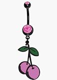 titanium black cherries belly button ring