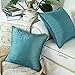 CaliTime Pack of 2 Silky Throw Pillow Covers Cases for Couch Sofa Bed Modern Light Weight Dyed Striped 22 X 22 Inches Teal