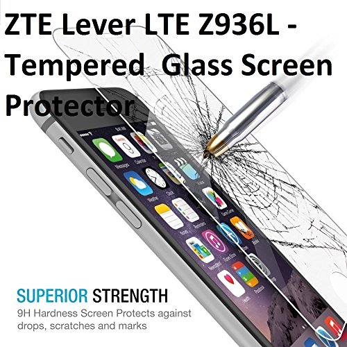ZTE Lever LTE Z936L Z936C Glass Screen Protector, The3Knights[TM] - [Tempered Glass] + The3Knights[TM] Classic Stylus