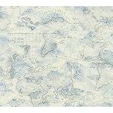 York Wallcoverings NY4834SMP Nautical Living Coastal Map Wallpaper Memo Sample, 8-Inch x 10-Inch, Cr