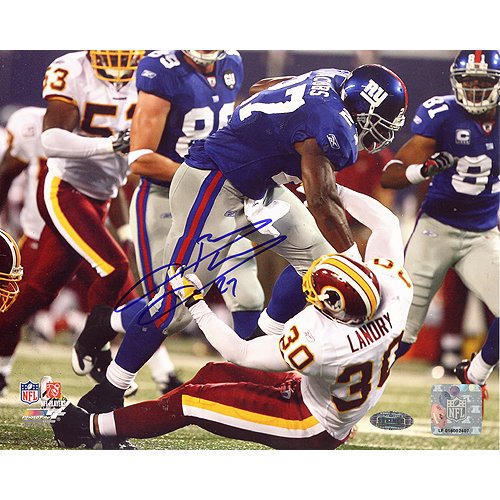 Steiner Sports NFL Brandon Jacobs 2008 Week 1 Vs Redskins Hit on Landry Autographed 8-by-10-Inch Photograph