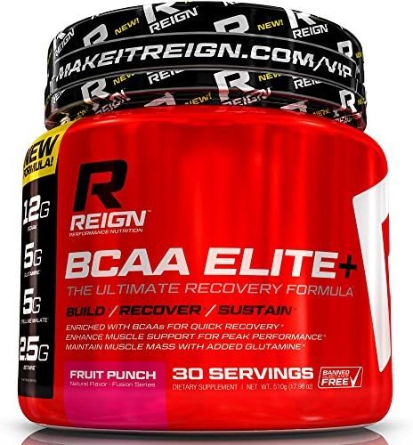 BCAA Elite+ Fast Recovery Powder with L-Glutamine &amp; Citrulline Malate - Recover Fast, Fight Fatigue, Sustain Muscle Mass - Best Bodybuilding Post &amp; Intra Workout Amino Acids Supplement for Men &amp; Women by Reign Performance Nutrition