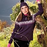 IMAGE OF Women's Calgary Sweater by Dale of Norway in Violette / Berry Cream / Off White