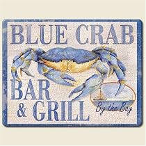 Tempered Glass Blue Crab Bar & Grill Cutting Board