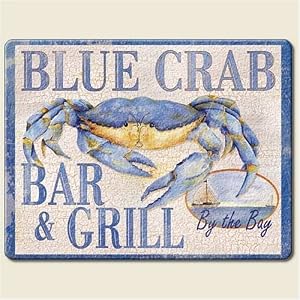 Blue Crab Bar and Grill Tempered Glass Small Cutting Board 8 By 10