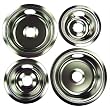Drip Pans for GE Hotpoint Electric Stoves 4-pc. Set - Chrome (2 Large/ 2 Small)