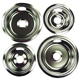 Drip Pans for GE Hotpoint Electric Stoves 4-pc. Set - Chrome (2 Large/ 2 Small)