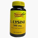 L - Lysine 500 Mg Dietary Supplement Tablets, By Natural Wealth - 100 Ea