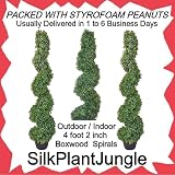(TWO) 4 Outdoor Artificial Boxwood Topiary Trees - (Indoor/Outdoor)