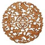 EXP Hand-carved 10.5-inch "Life's Blessings" Camphor Wood Wall Hanging