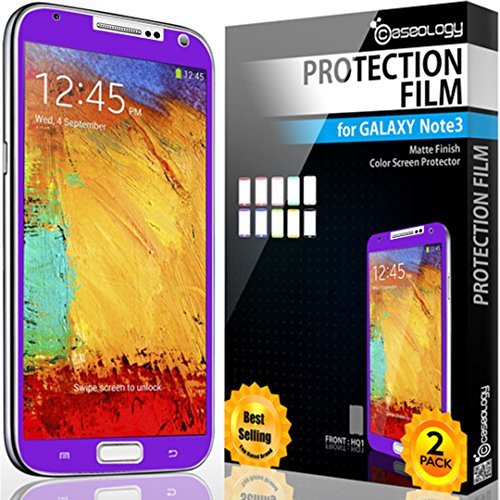 Galaxy Note 3 Screen Protector, Caseology [HD Clarity] Samsung Galaxy Note 3 Screen Protector [2-Pack] [Purple] [3-Month Warranty] Color Film [Crystal Clear] Front Screen Protection Galaxy Note 3 Screen Protector (for Samsung Galaxy Note 3 Verizon, AT&T Sprint, T-mobile, Unlocked)