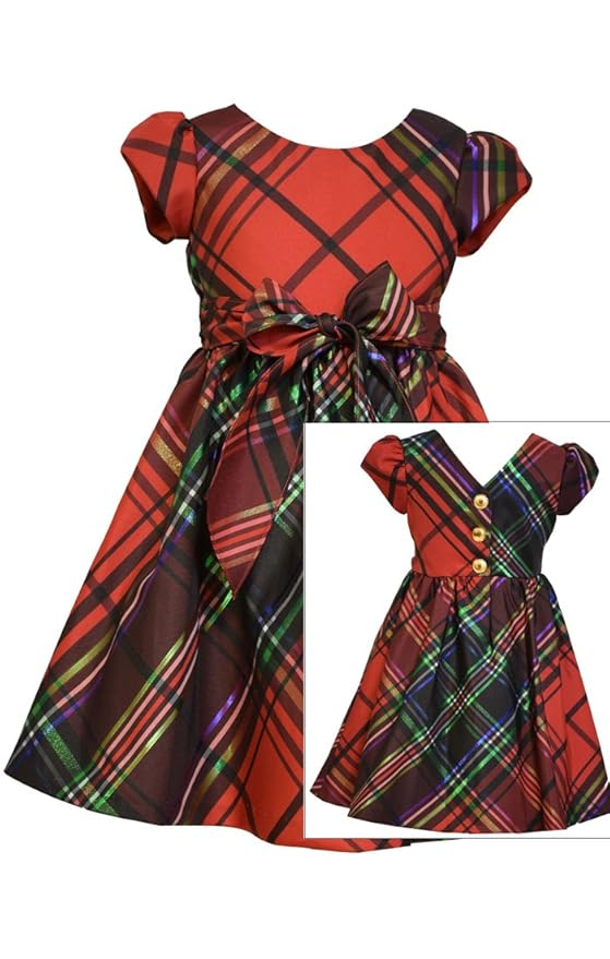Amazon.com: Bonnie Baby Baby-Girls Taffeta Plaid Crossover Dress ...