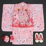 七五三着物 三歳女の子被布セット ピンク濃淡ぼかし 大小桜 桜地紋 足袋付きフルセット 雛祭り 正月