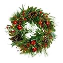 24" Pre-Lit Berries & Pinecones Fireside Christmas Wreath - Clear Lights