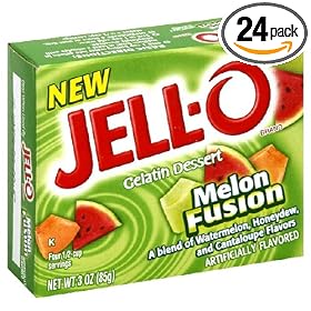 Jell-O Gelatin Dessert, Melon Fusion, 3-Ounce Boxes (Pack of 24)
